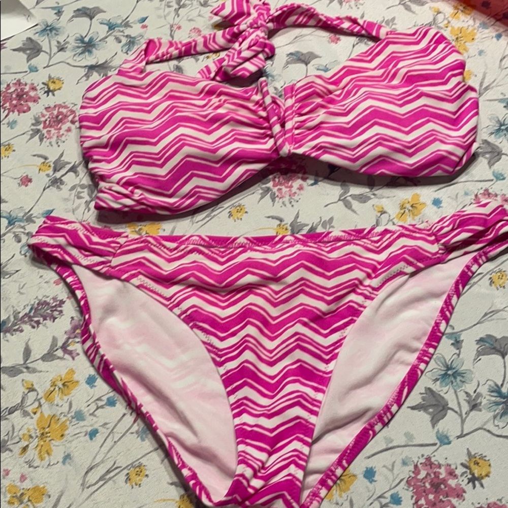 Gap bikini, pink/white, top-large, bottom-medium